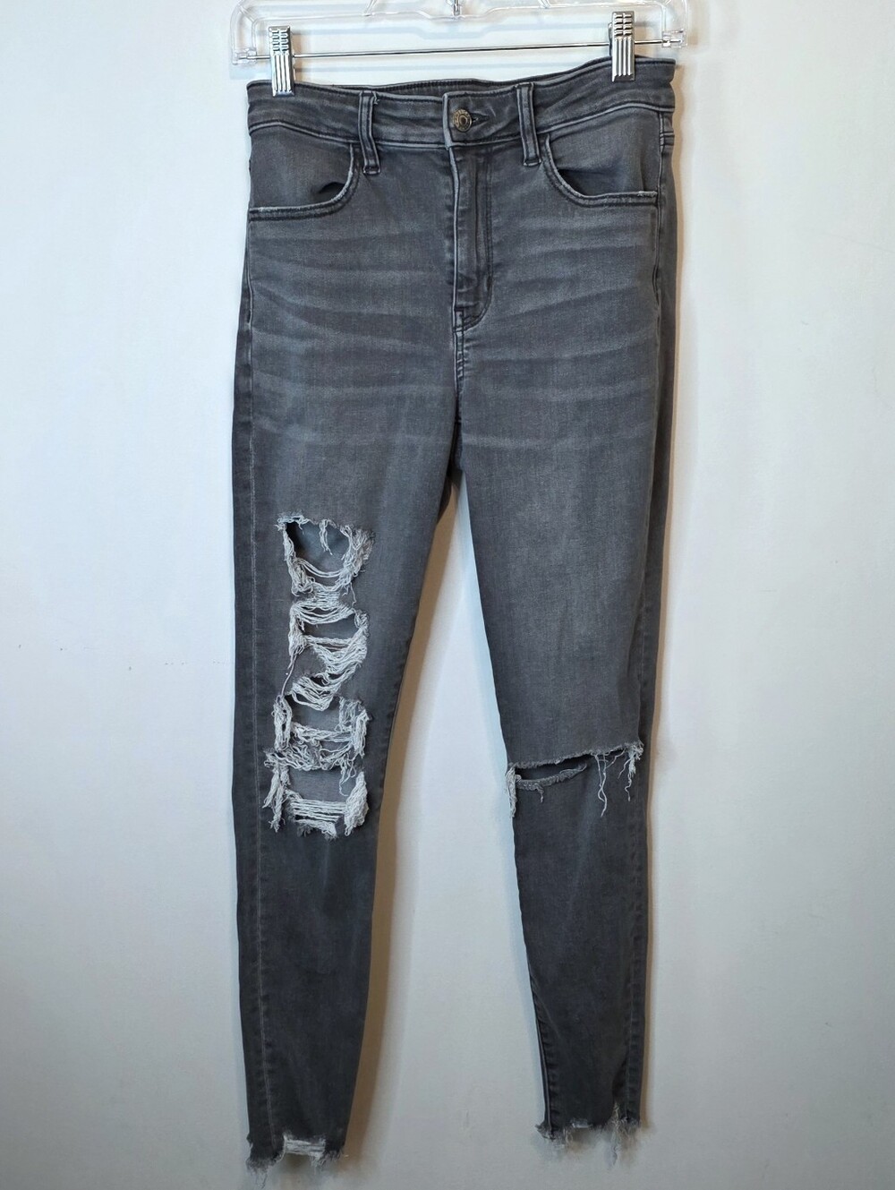 American Eagle Next Level Stretch Gray Super Hi-Rise Jegging Size 4